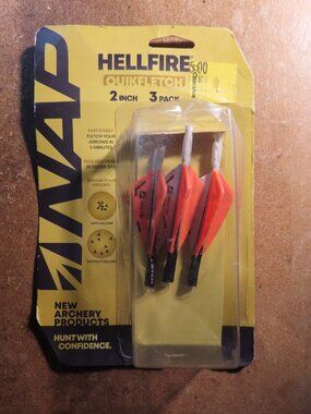 Hellfire Quickfletch Archery Hunting 2 Inch NAP Orange 3 Pack New